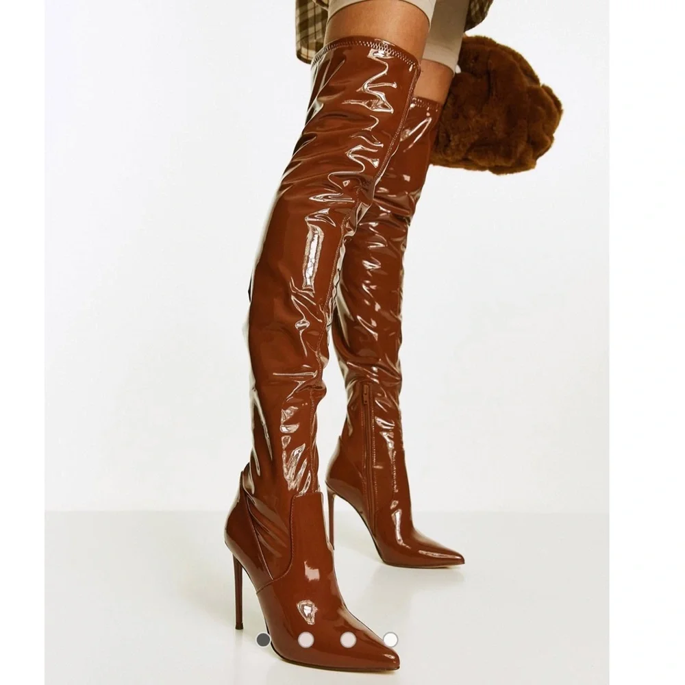 New Steve Madden Womens pleather thigh high boots 7-7.5